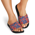 Bandanna Patchwork Pattern Print Black Slide Sandals