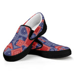 Bandanna Patchwork Pattern Print Black Slip On Shoes