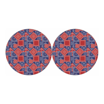 Bandanna Patchwork Pattern Print Car Coasters