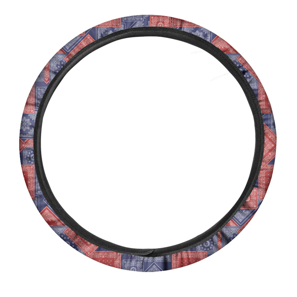 Bandanna Patchwork Pattern Print Car Steering Wheel Cover