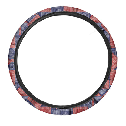 Bandanna Patchwork Pattern Print Car Steering Wheel Cover
