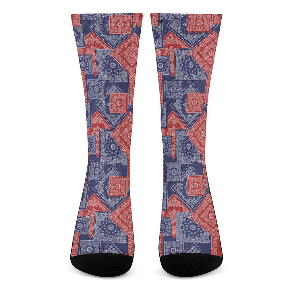 Bandanna Patchwork Pattern Print Crew Socks