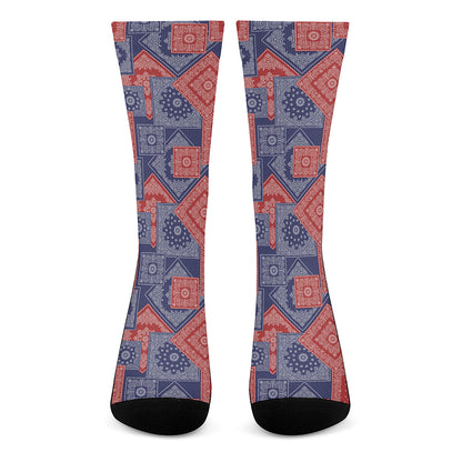 Bandanna Patchwork Pattern Print Crew Socks