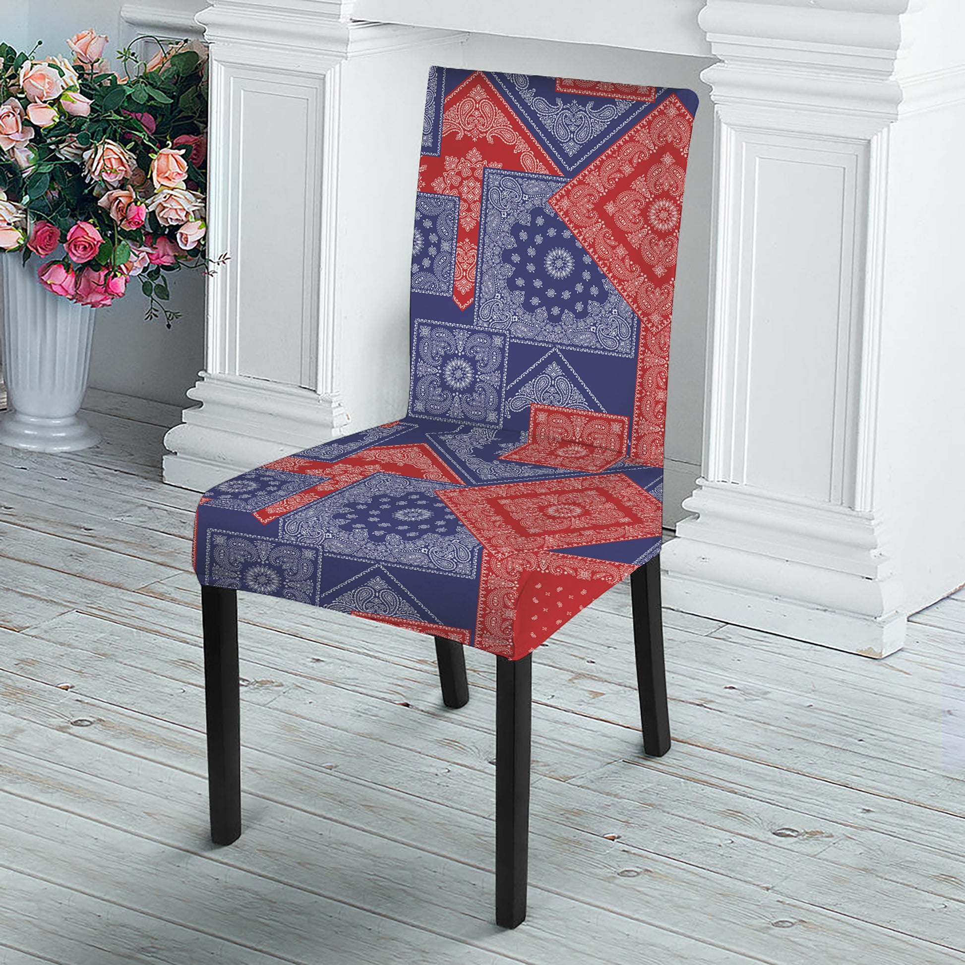 Bandanna Patchwork Pattern Print Dining Chair Slipcover