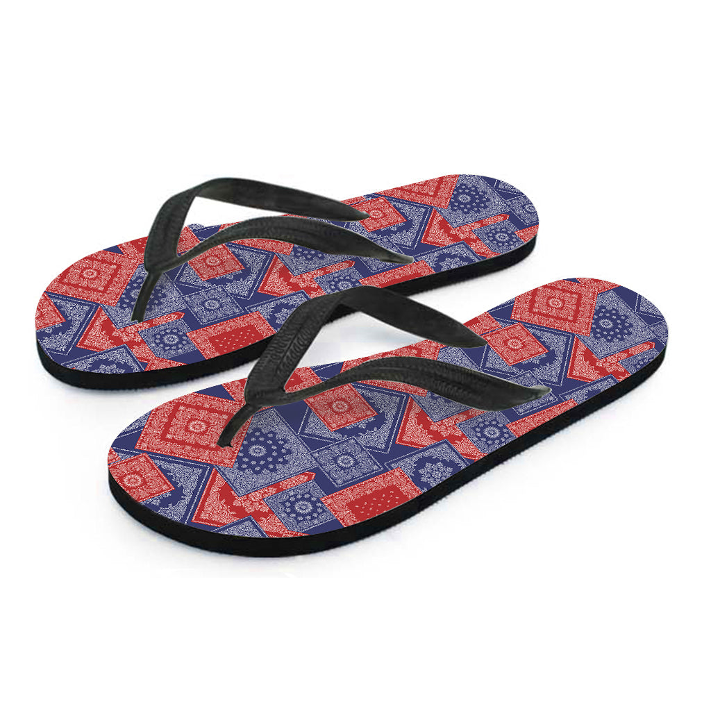 Bandanna Patchwork Pattern Print Flip Flops