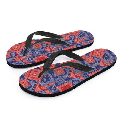 Bandanna Patchwork Pattern Print Flip Flops