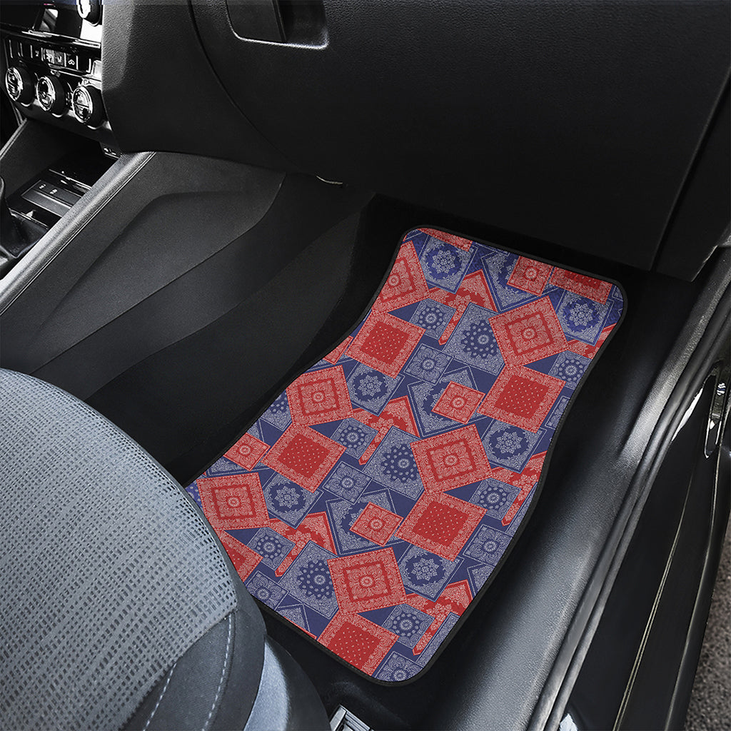 Bandanna Patchwork Pattern Print Front and Back Car Floor Mats