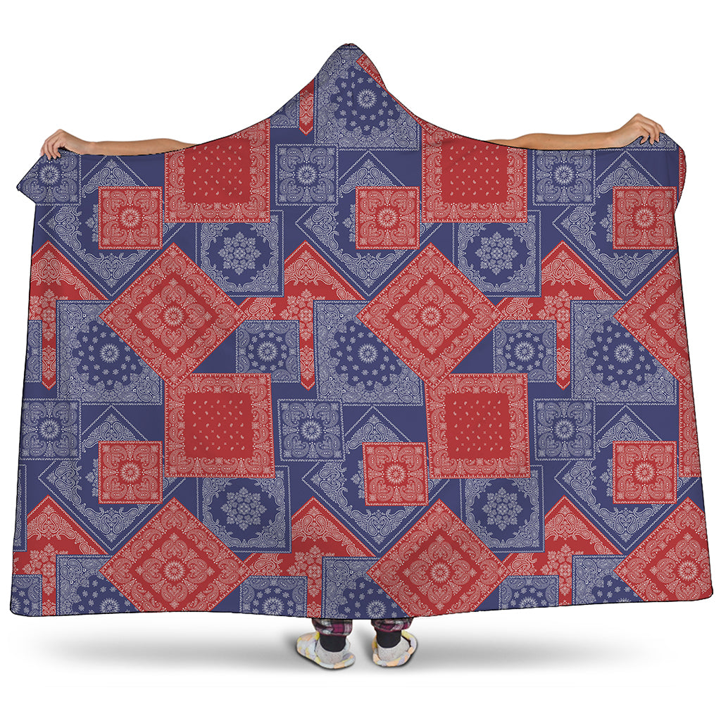 Bandanna Patchwork Pattern Print Hooded Blanket