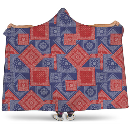 Bandanna Patchwork Pattern Print Hooded Blanket