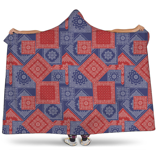 Bandanna Patchwork Pattern Print Hooded Blanket
