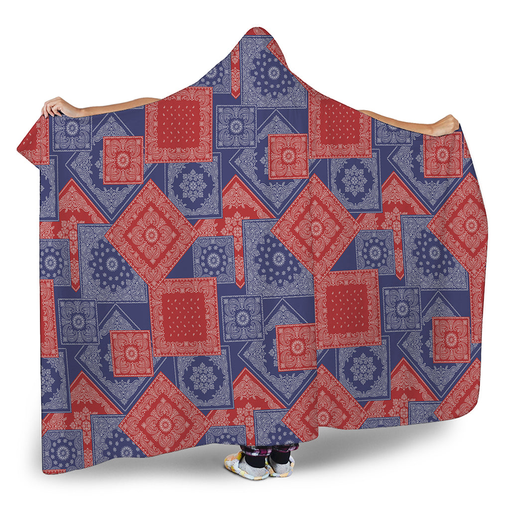 Bandanna Patchwork Pattern Print Hooded Blanket
