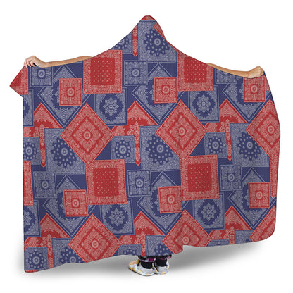 Bandanna Patchwork Pattern Print Hooded Blanket