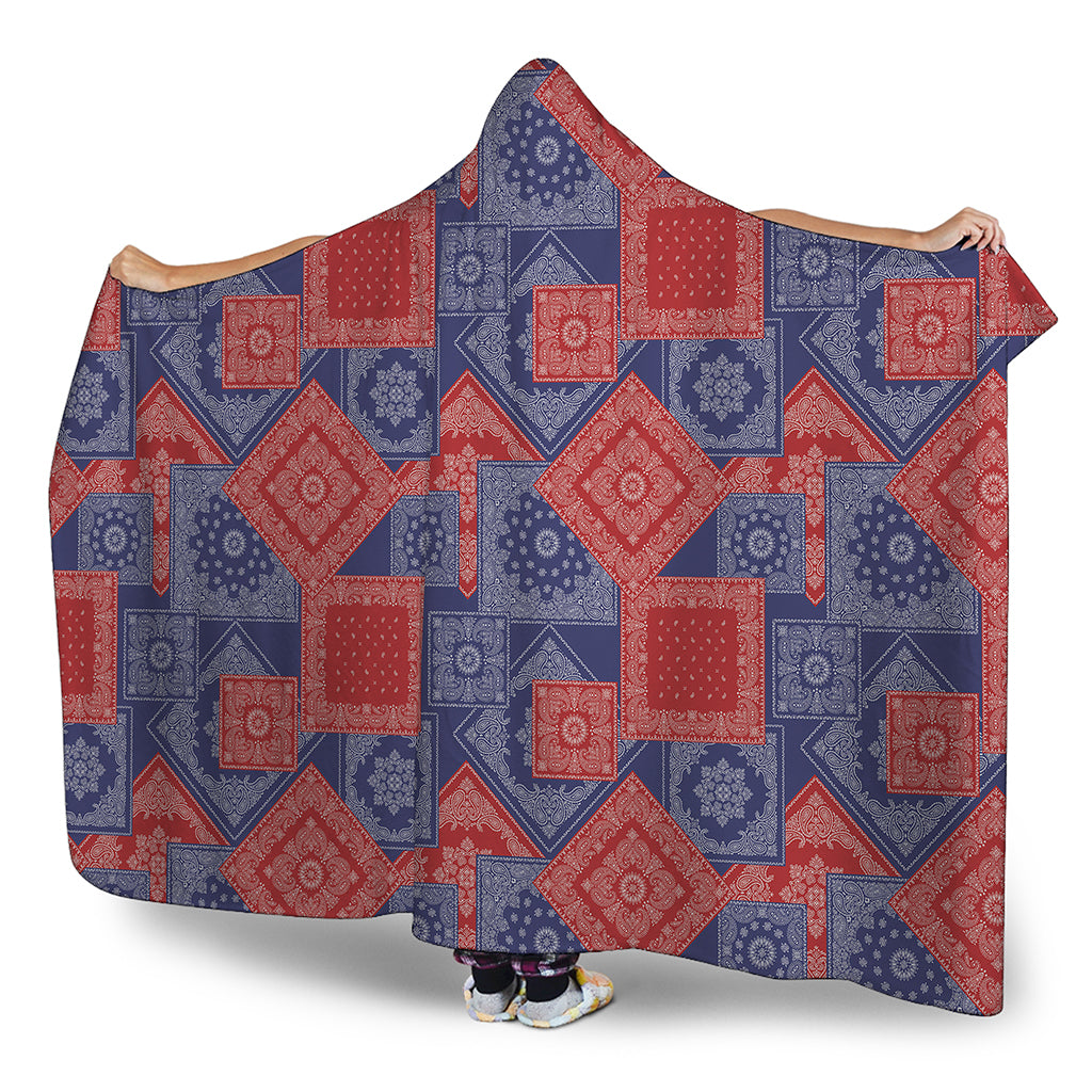 Bandanna Patchwork Pattern Print Hooded Blanket