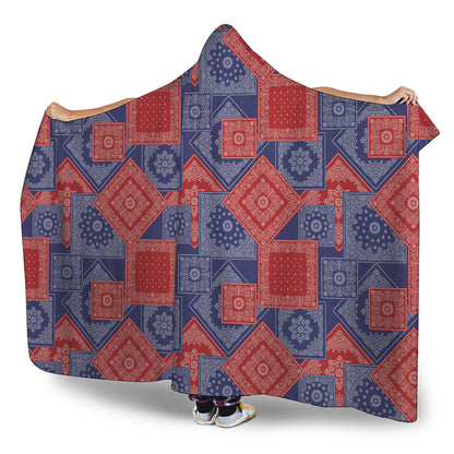Bandanna Patchwork Pattern Print Hooded Blanket
