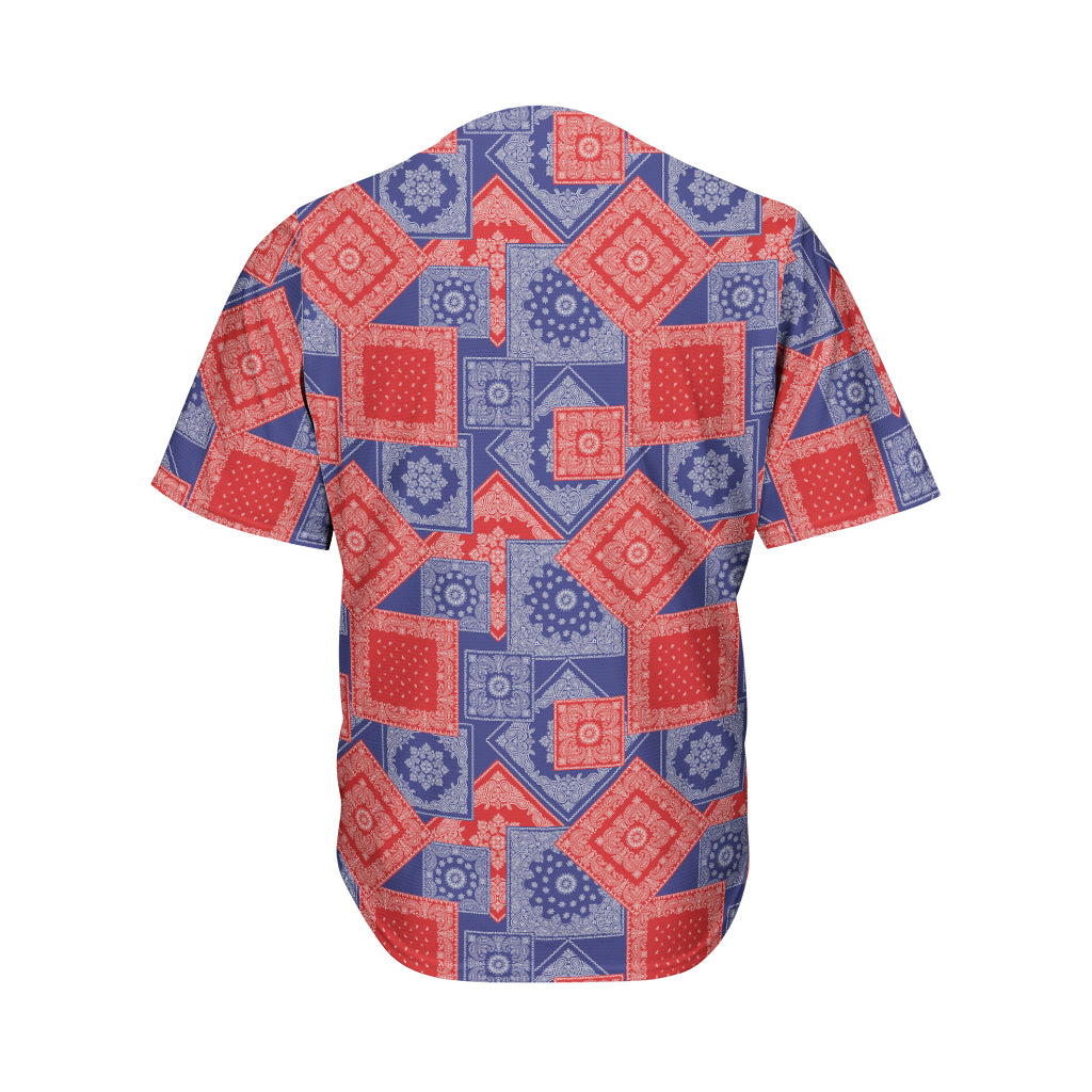 Bandanna Patchwork Pattern Print Men's Baseball Jersey