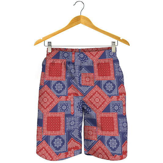 Bandanna Patchwork Pattern Print Men's Shorts