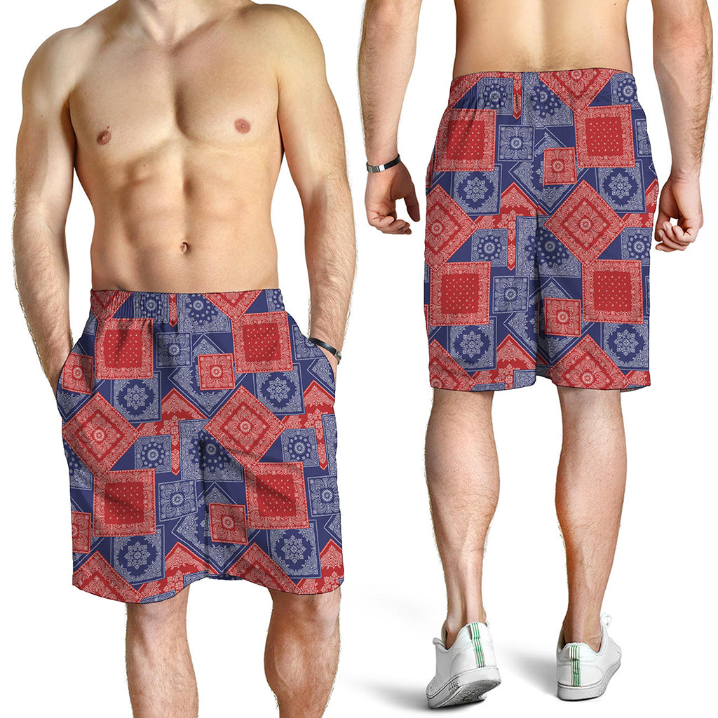 Bandanna Patchwork Pattern Print Men's Shorts