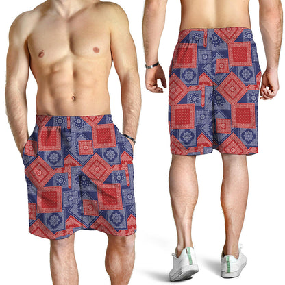 Bandanna Patchwork Pattern Print Men's Shorts