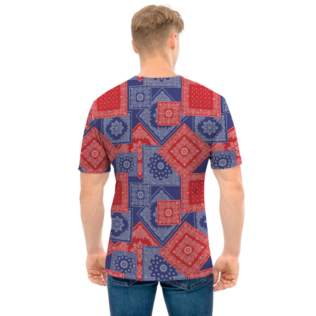 Bandanna Patchwork Pattern Print Men's T-Shirt
