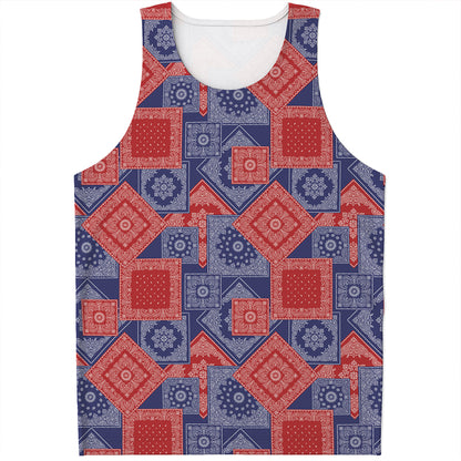 Bandanna Patchwork Pattern Print Men's Tank Top