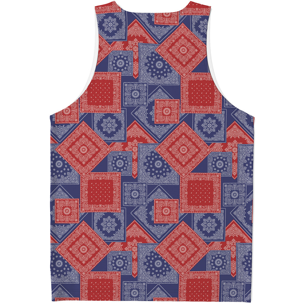 Bandanna Patchwork Pattern Print Men's Tank Top