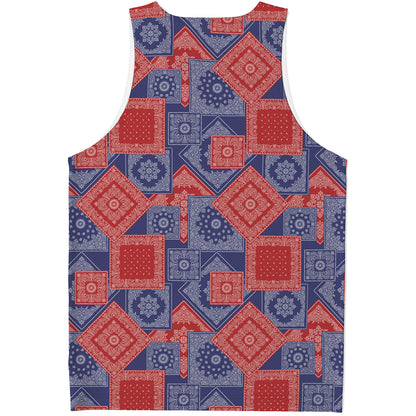 Bandanna Patchwork Pattern Print Men's Tank Top