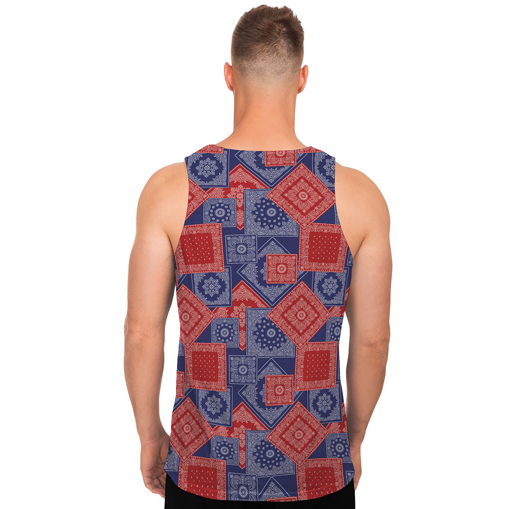 Bandanna Patchwork Pattern Print Men's Tank Top
