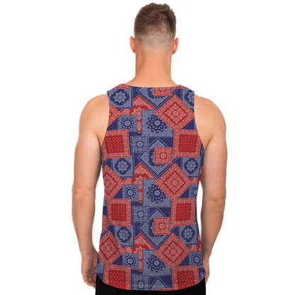 Bandanna Patchwork Pattern Print Men's Tank Top