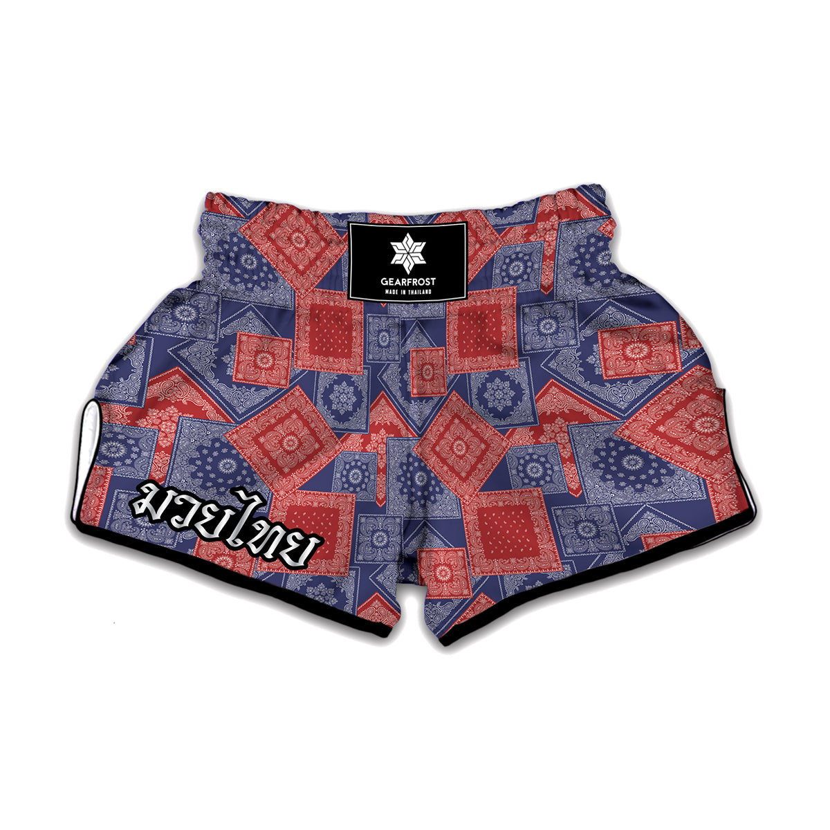 Bandanna Patchwork Pattern Print Muay Thai Boxing Shorts