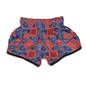 Bandanna Patchwork Pattern Print Muay Thai Boxing Shorts