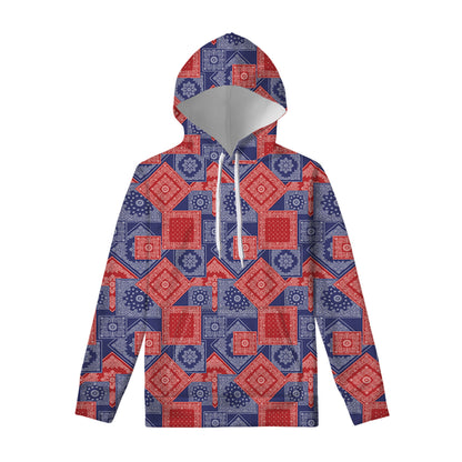 Bandanna Patchwork Pattern Print Pullover Hoodie