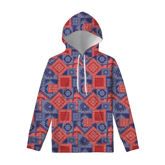 Bandanna Patchwork Pattern Print Pullover Hoodie
