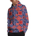 Bandanna Patchwork Pattern Print Pullover Hoodie