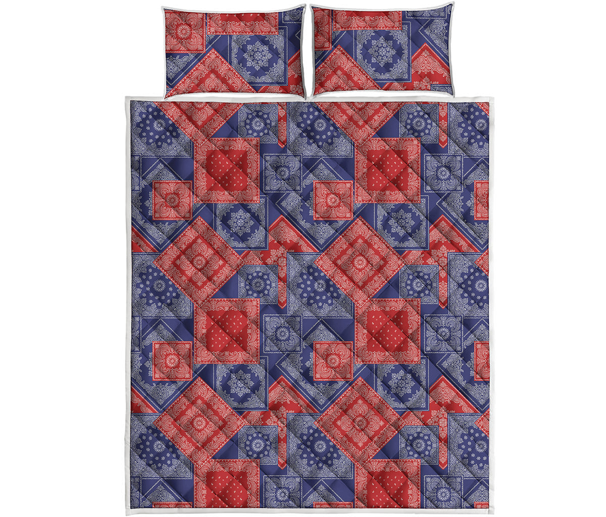 Bandanna Patchwork Pattern Print Quilt Bed Set
