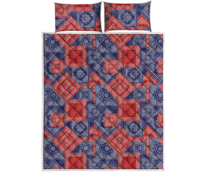 Bandanna Patchwork Pattern Print Quilt Bed Set