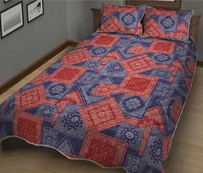 Bandanna Patchwork Pattern Print Quilt Bed Set