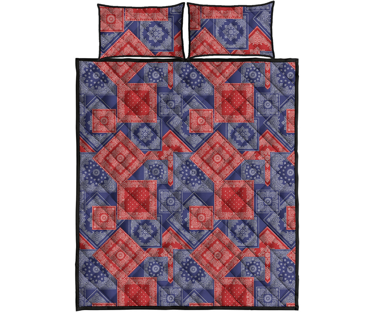 Bandanna Patchwork Pattern Print Quilt Bed Set