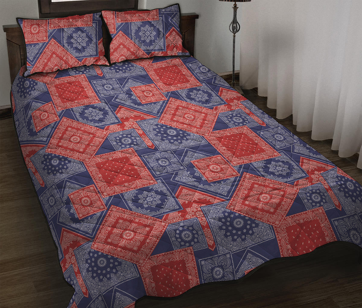 Bandanna Patchwork Pattern Print Quilt Bed Set