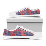 Bandanna Patchwork Pattern Print White Low Top Shoes
