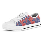 Bandanna Patchwork Pattern Print White Low Top Shoes