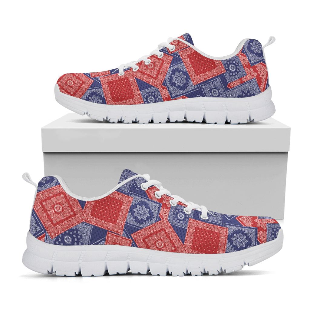 Bandanna Patchwork Pattern Print White Sneakers