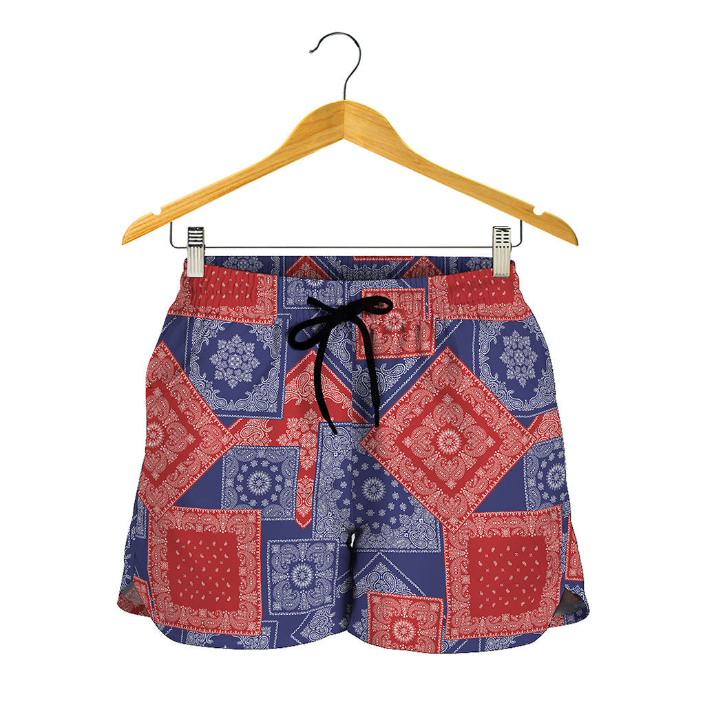 Bandanna Patchwork Pattern Print Women's Shorts