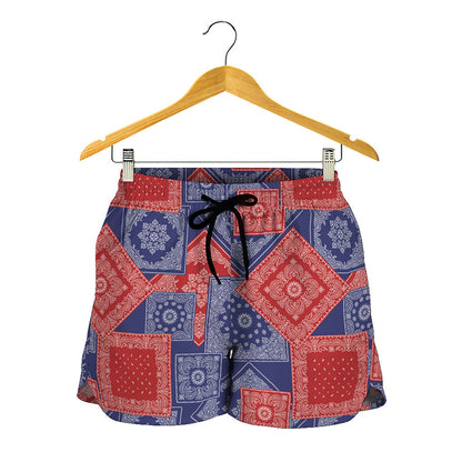Bandanna Patchwork Pattern Print Women's Shorts