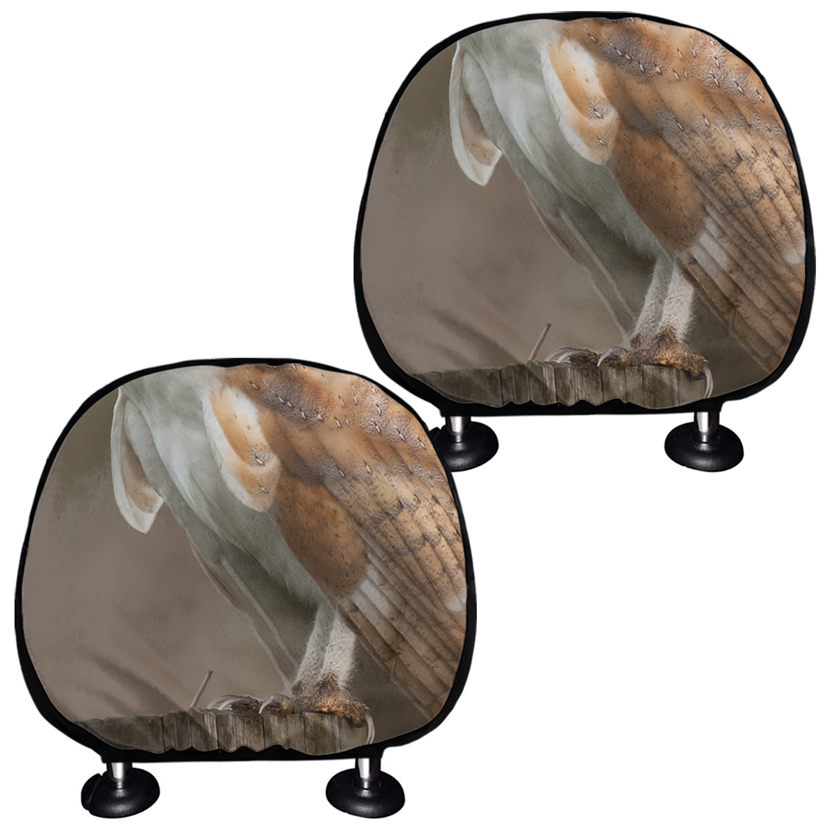 Barn Owl Print Car Headrest Covers