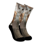 Barn Owl Print Crew Socks