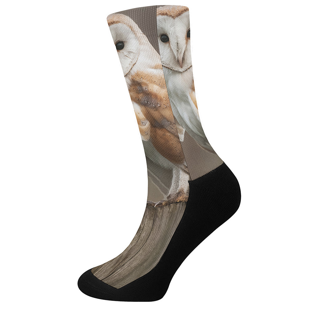 Barn Owl Print Crew Socks