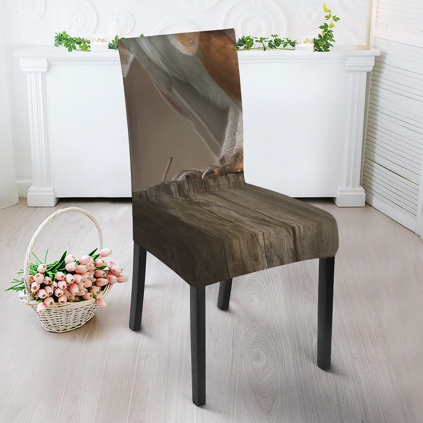 Barn Owl Print Dining Chair Slipcover