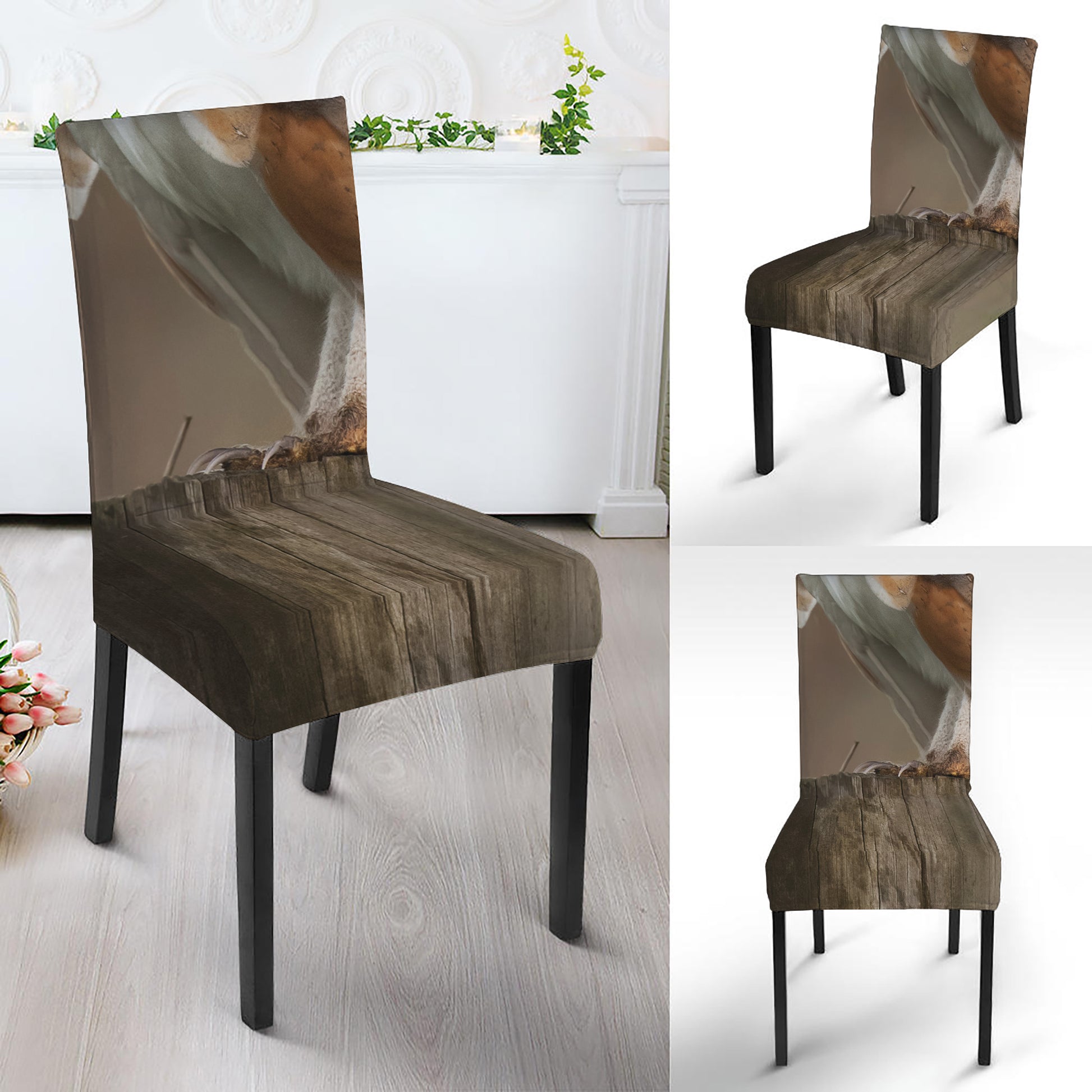 Barn Owl Print Dining Chair Slipcover