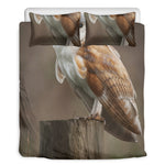 Barn Owl Print Duvet Cover Bedding Set