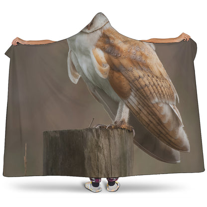 Barn Owl Print Hooded Blanket